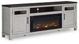 Darborn Gray / Brown 88" TV Stand With Electric Infrared Fireplace Insert