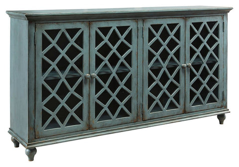 Mirimyn Antique Teal Accent Cabinet Vintage Finish