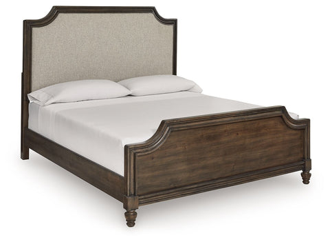 Veramond Dark Brown King Upholstered Panel Bed