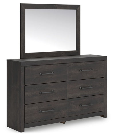 Delmorta Dark Gray Dresser And Mirror