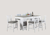 White Windsor Counter Height Table with 4 Barstools