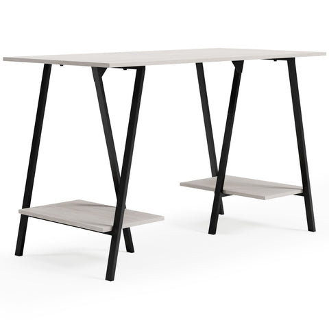 Bayflynn White / Black Home Office Desk 2 Fixed Shelves