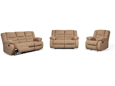 Tulen Mocha Reclining Sofa Loveseat and Chair