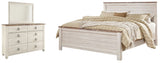 Willowton Whitewash King Bed with Dresser and Mirror