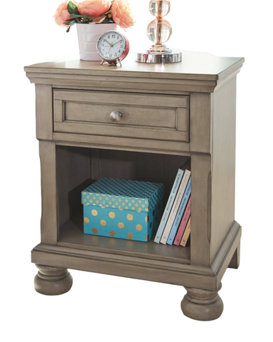 Lettner Light Gray One Drawer Nightstand