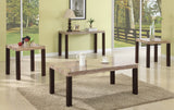 Triplet Coffee Table with Two End Tables Caramel Top Expresso Legs