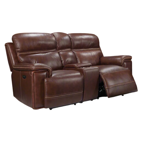 Fresno Power Recline Leather Loveseat with Console