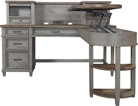 Caraway Aged Slate Pedestal Desk and Hutch