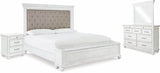 Kanwyn King Upholstered Bed with Dresser, Mirror and Nightstand