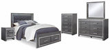 Lodanna Queen Storage Bed with Dresser, Mirror and Nightstand