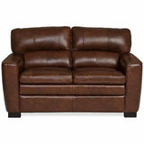 Leland All Leather Loveseat with Feather Top Cushion