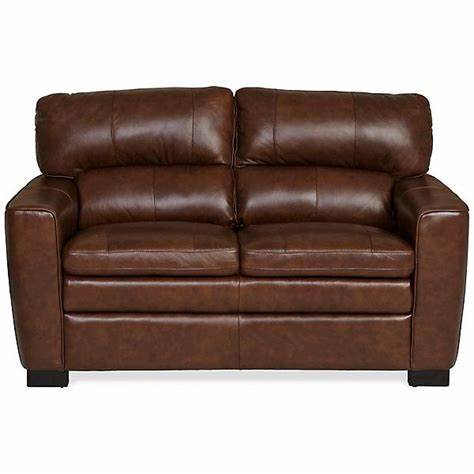 Leland All Leather Loveseat with Feather Top Cushion