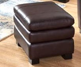 Leland All Leather Ottoman with Feather Top Cushion