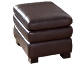 Leland All Leather Ottoman with Feather Top Cushion