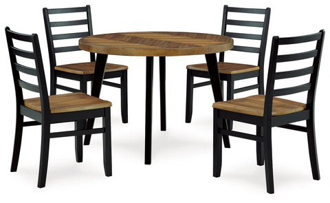 Blondon Brown / Black Dining Table and 4 Chairs