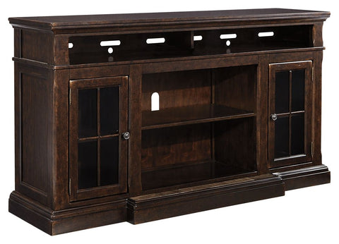 Roddinton Dark Brown XL TV Stand w/Fireplace Option