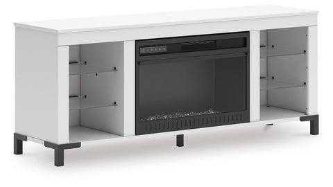 Brollevi White TV Stand With Fireplace