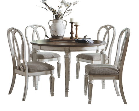 Realyn Dining Room Table and 4 Ribbon Back Side Chairs