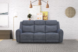 Denim Power Reclining Sofa with Power Headrest